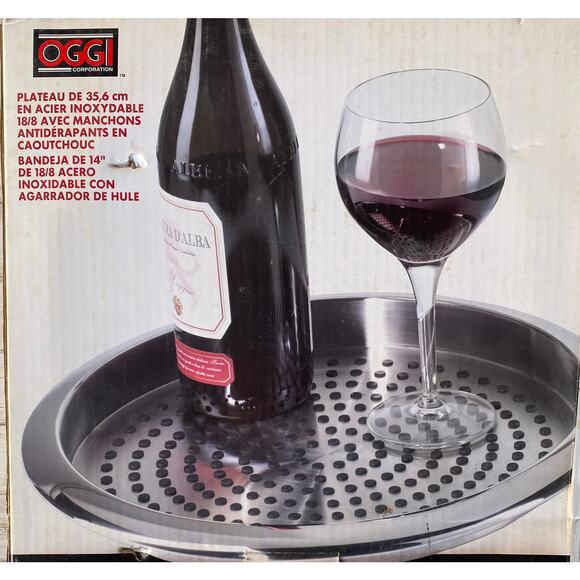 OGGI 18/8 Stainless Steel Tray Nonslip Silicone 14" H100736 - Picture 1 of 9